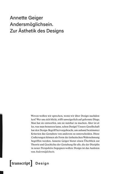 Cover des Buchs: Andersmöglichsein. Zur Ästhetik des Designs