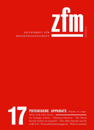 Cover of Volume: Zeitschrift für Medienwissenschaft Volume 9 (2017), Issue 17