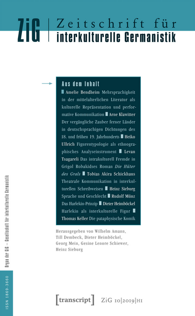 Cover der Ausgabe: Zeitschrift für interkulturelle Germanistik Jahrgang 10 (2019), Heft 1