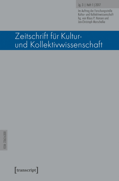 Cover der Ausgabe: Zeitschrift für Kultur- und Kollektivwissenschaft Jahrgang 3 (2017), Heft 1
