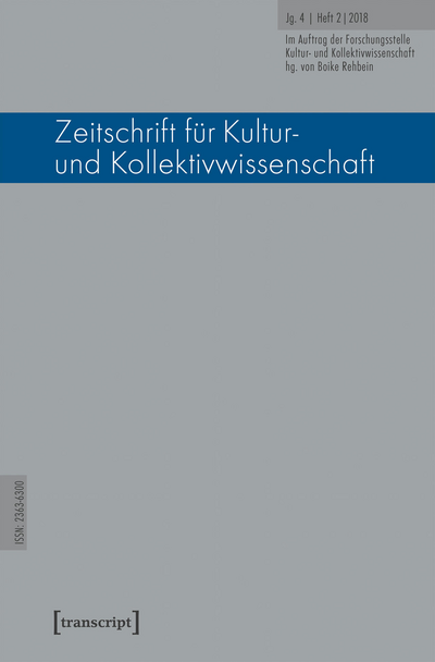 Cover der Ausgabe: Zeitschrift für Kultur- und Kollektivwissenschaft Jahrgang 4 (2018), Heft 2
