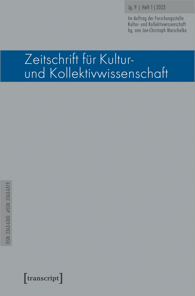 Cover der Ausgabe: Zeitschrift für Kultur- und Kollektivwissenschaft Jahrgang 9 (2023), Heft 1