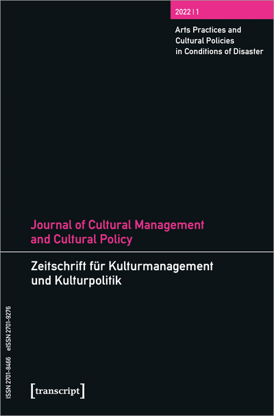 Cover der Ausgabe: Zeitschrift für Kulturmanagement und Kulturpolitik/Journal of Cultural Management and Cultural Policy Jahrgang 8 (2022), Heft 1