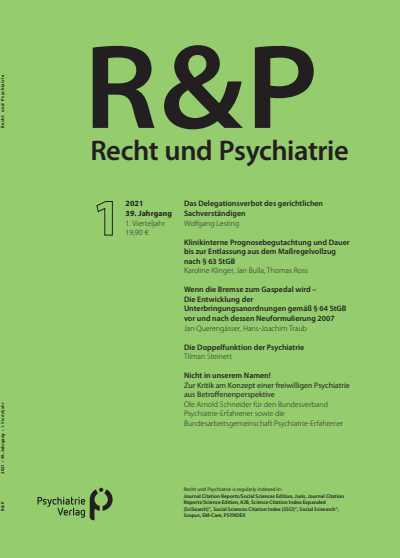 Cover of Volume: Recht & Psychiatrie Volume 39 (2021), Edition 1