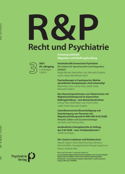 Cover of Volume: Recht & Psychiatrie Volume 39 (2021), Edition 3