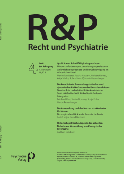 Cover of Volume: Recht & Psychiatrie Volume 39 (2021), Edition 4