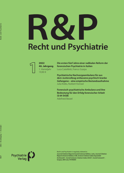 Cover of Volume: Recht & Psychiatrie Volume 40 (2022), Edition 1