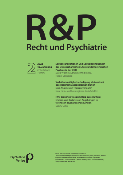 Cover of Volume: Recht & Psychiatrie Volume 40 (2022), Edition 2