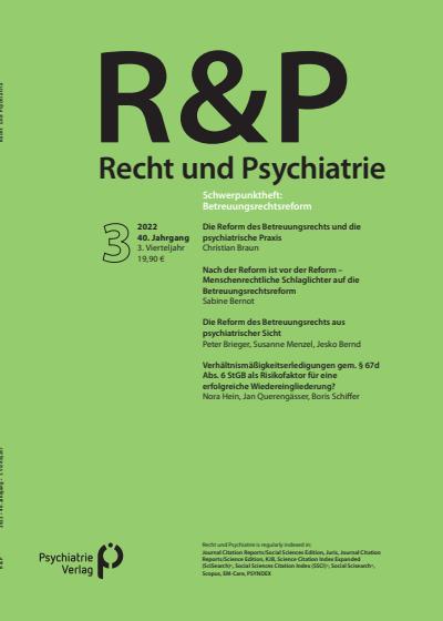 Cover of Volume: Recht & Psychiatrie Volume 40 (2022), Edition 3