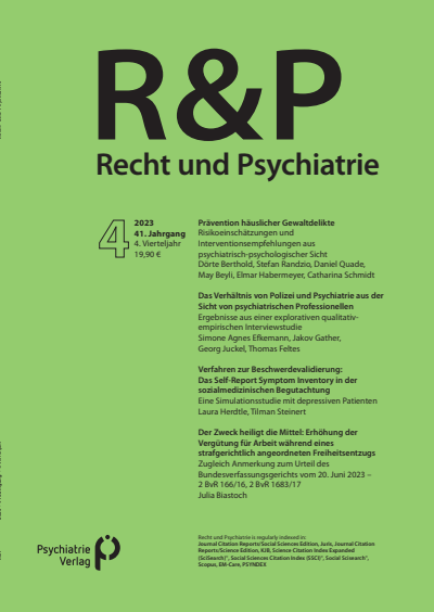 Cover of Volume: Recht & Psychiatrie Volume 41 (2023), Edition 4