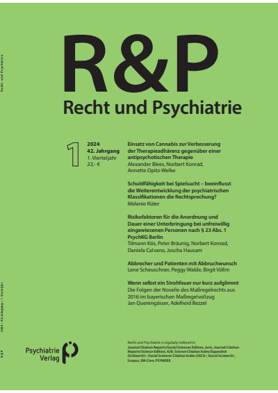 Cover of Volume: Recht & Psychiatrie Volume 42 (2024), Edition 1