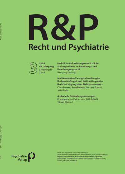 Cover of Volume: Recht & Psychiatrie Volume 42 (2024), Edition 3