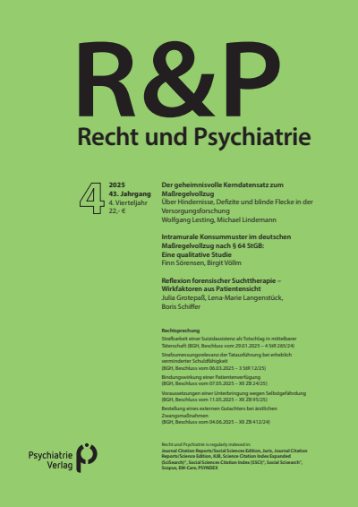 Cover of Volume: Recht & Psychiatrie Volume 43 (2025), Edition 4