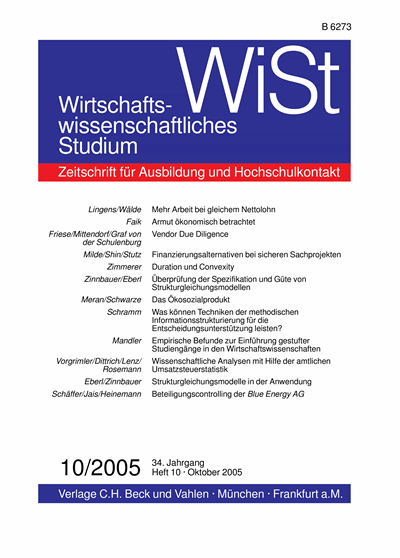 Cover der Ausgabe: WiSt - Wirtschaftswissenschaftliches Studium Jahrgang 34 (2005), Heft 10