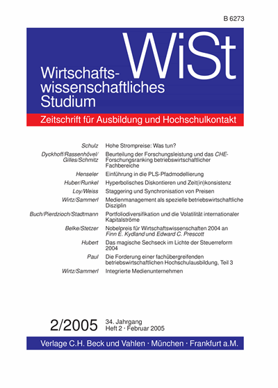 Cover der Ausgabe: WiSt - Wirtschaftswissenschaftliches Studium Jahrgang 34 (2005), Heft 2