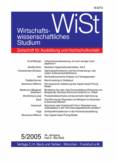Cover der Ausgabe: WiSt - Wirtschaftswissenschaftliches Studium Jahrgang 34 (2005), Heft 5