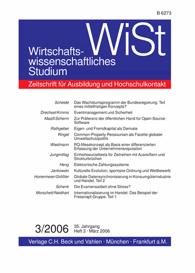 Cover der Ausgabe: WiSt - Wirtschaftswissenschaftliches Studium Jahrgang 35 (2006), Heft 3