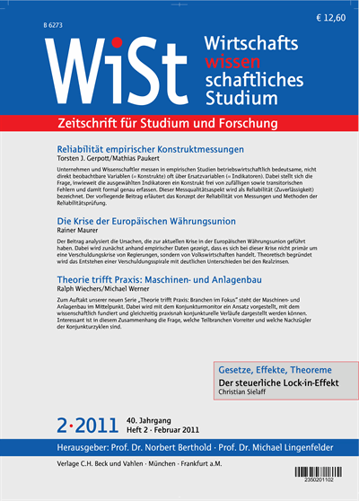Cover der Ausgabe: WiSt - Wirtschaftswissenschaftliches Studium Jahrgang 40 (2011), Heft 2
