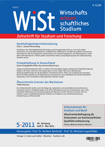 Cover der Ausgabe: WiSt - Wirtschaftswissenschaftliches Studium Jahrgang 40 (2011), Heft 5