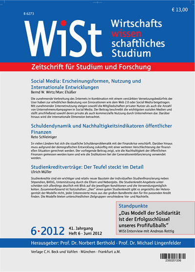 Cover der Ausgabe: WiSt - Wirtschaftswissenschaftliches Studium Jahrgang 41 (2012), Heft 6