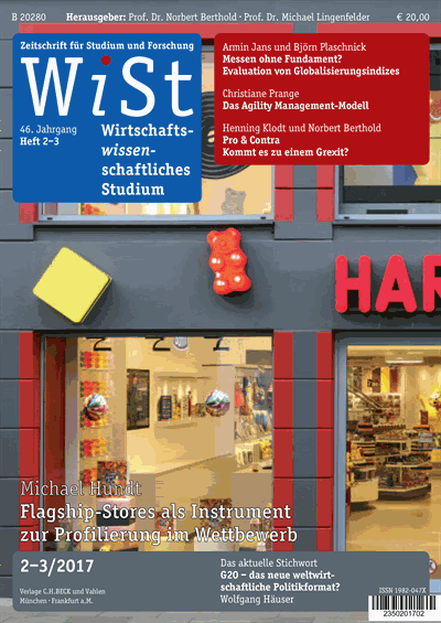 Cover der Ausgabe: WiSt - Wirtschaftswissenschaftliches Studium Jahrgang 46 (2017), Heft 2-3