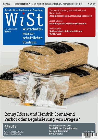 Cover der Ausgabe: WiSt - Wirtschaftswissenschaftliches Studium Jahrgang 46 (2017), Heft 4