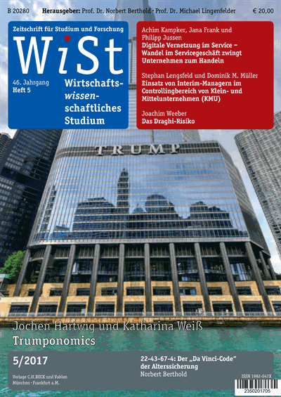 Cover der Ausgabe: WiSt - Wirtschaftswissenschaftliches Studium Jahrgang 46 (2017), Heft 5