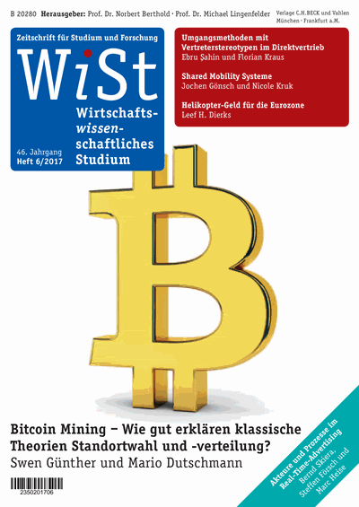 Cover der Ausgabe: WiSt - Wirtschaftswissenschaftliches Studium Jahrgang 46 (2017), Heft 6