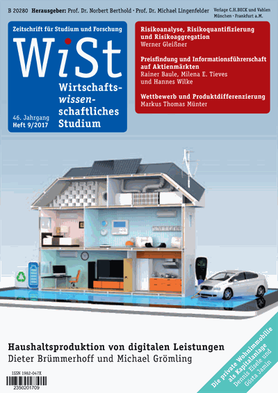 Cover der Ausgabe: WiSt - Wirtschaftswissenschaftliches Studium Jahrgang 46 (2017), Heft 9