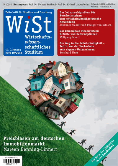 Cover der Ausgabe: WiSt - Wirtschaftswissenschaftliches Studium Jahrgang 47 (2018), Heft 10