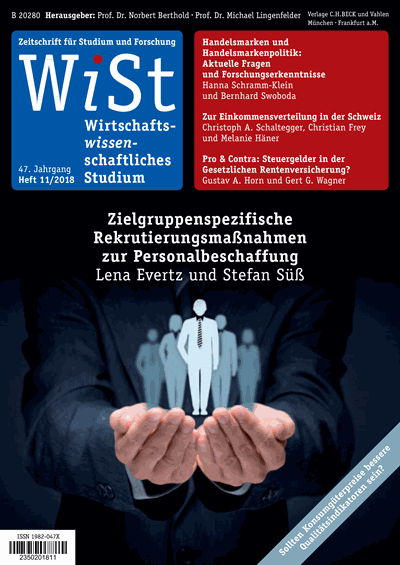 Cover der Ausgabe: WiSt - Wirtschaftswissenschaftliches Studium Jahrgang 47 (2018), Heft 11
