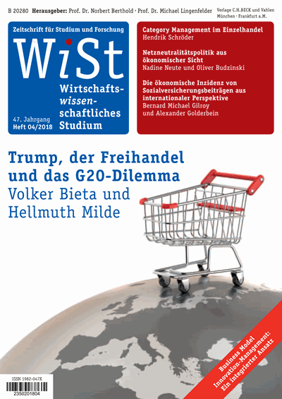 Cover der Ausgabe: WiSt - Wirtschaftswissenschaftliches Studium Jahrgang 47 (2018), Heft 4