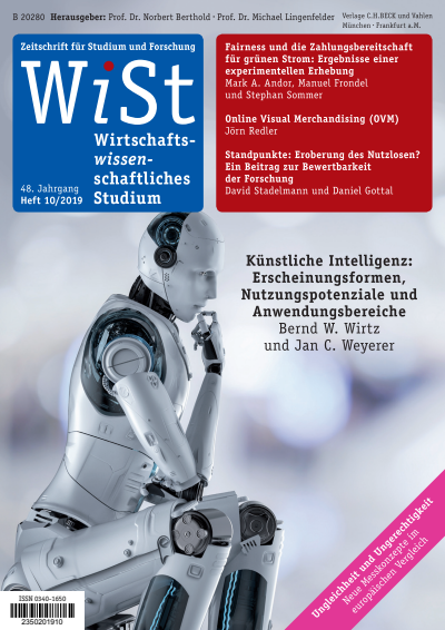 Cover der Ausgabe: WiSt - Wirtschaftswissenschaftliches Studium Jahrgang 48 (2019), Heft 10