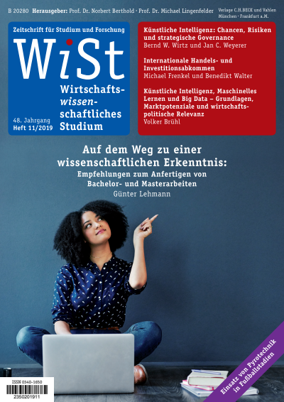 Cover der Ausgabe: WiSt - Wirtschaftswissenschaftliches Studium Jahrgang 48 (2019), Heft 11