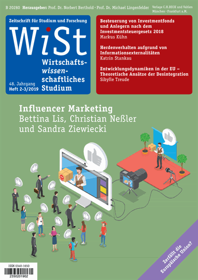 Cover der Ausgabe: WiSt - Wirtschaftswissenschaftliches Studium Jahrgang 48 (2019), Heft 2-3