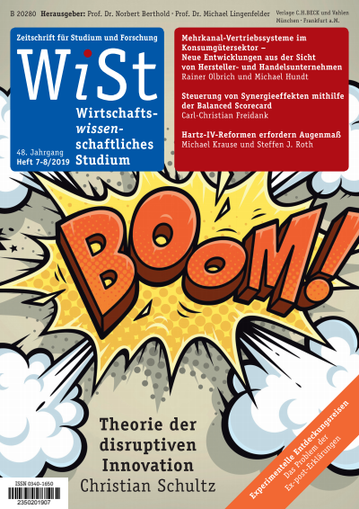 Cover der Ausgabe: WiSt - Wirtschaftswissenschaftliches Studium Jahrgang 48 (2019), Heft 7-8