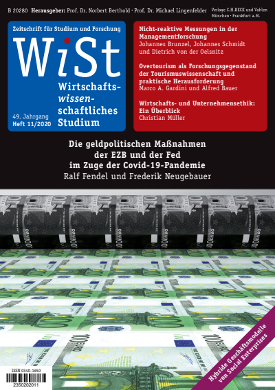 Cover der Ausgabe: WiSt - Wirtschaftswissenschaftliches Studium Jahrgang 49 (2020), Heft 11