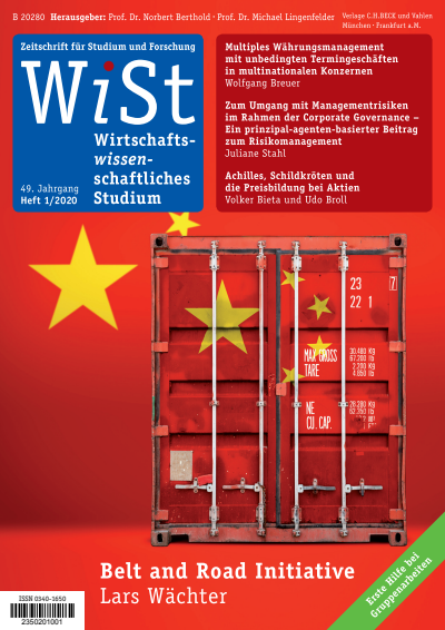 Cover der Ausgabe: WiSt - Wirtschaftswissenschaftliches Studium Jahrgang 49 (2020), Heft 1