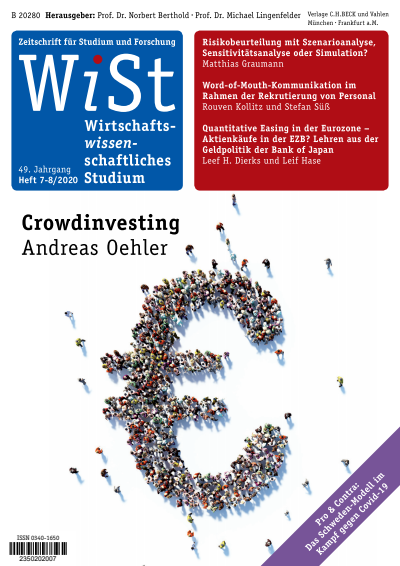 Cover der Ausgabe: WiSt - Wirtschaftswissenschaftliches Studium Jahrgang 49 (2020), Heft 7-8