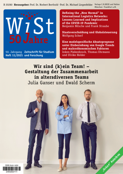 Cover der Ausgabe: WiSt - Wirtschaftswissenschaftliches Studium Jahrgang 50 (2021), Heft 11