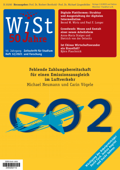 Cover der Ausgabe: WiSt - Wirtschaftswissenschaftliches Studium Jahrgang 50 (2021), Heft 12