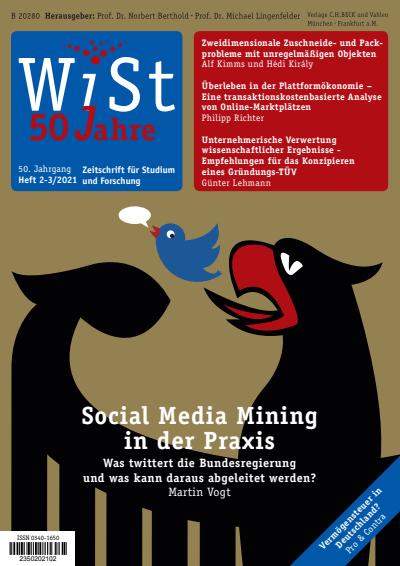 Cover der Ausgabe: WiSt - Wirtschaftswissenschaftliches Studium Jahrgang 50 (2021), Heft 2-3