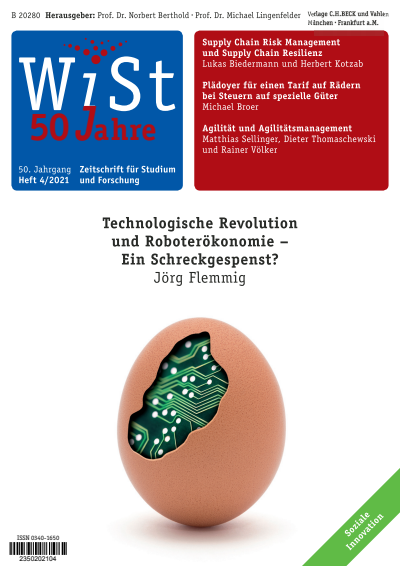 Cover der Ausgabe: WiSt - Wirtschaftswissenschaftliches Studium Jahrgang 50 (2021), Heft 4