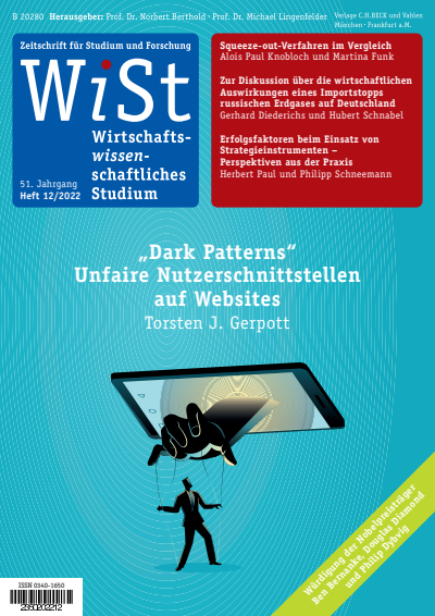 Cover der Ausgabe: WiSt - Wirtschaftswissenschaftliches Studium Jahrgang 51 (2022), Heft 12
