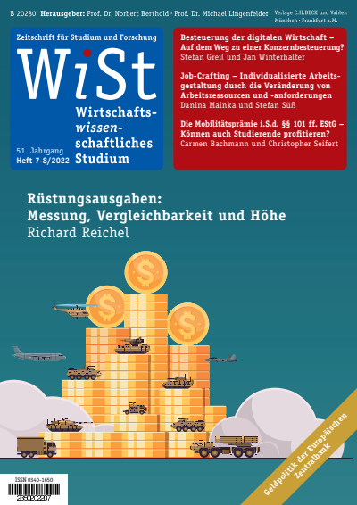 Cover der Ausgabe: WiSt - Wirtschaftswissenschaftliches Studium Jahrgang 51 (2022), Heft 7-8