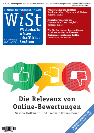Cover der Ausgabe: WiSt - Wirtschaftswissenschaftliches Studium Jahrgang 52 (2023), Heft 10