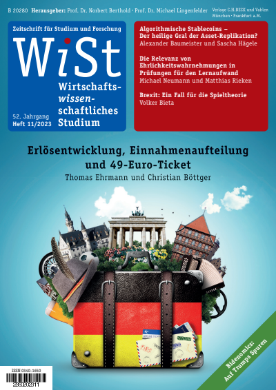 Cover der Ausgabe: WiSt - Wirtschaftswissenschaftliches Studium Jahrgang 52 (2023), Heft 11