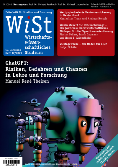 Cover der Ausgabe: WiSt - Wirtschaftswissenschaftliches Studium Jahrgang 52 (2023), Heft 12