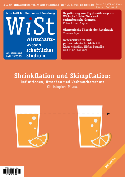 Cover der Ausgabe: WiSt - Wirtschaftswissenschaftliches Studium Jahrgang 52 (2023), Heft 1