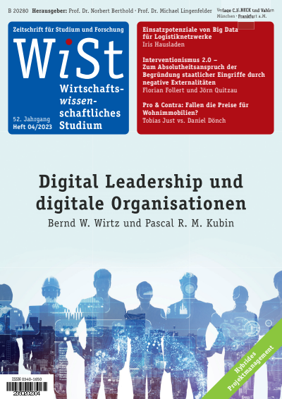 Cover der Ausgabe: WiSt - Wirtschaftswissenschaftliches Studium Jahrgang 52 (2023), Heft 4